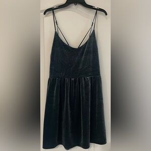 Aeropostale Suede Mini Dark Green Dress with Back Strap Details